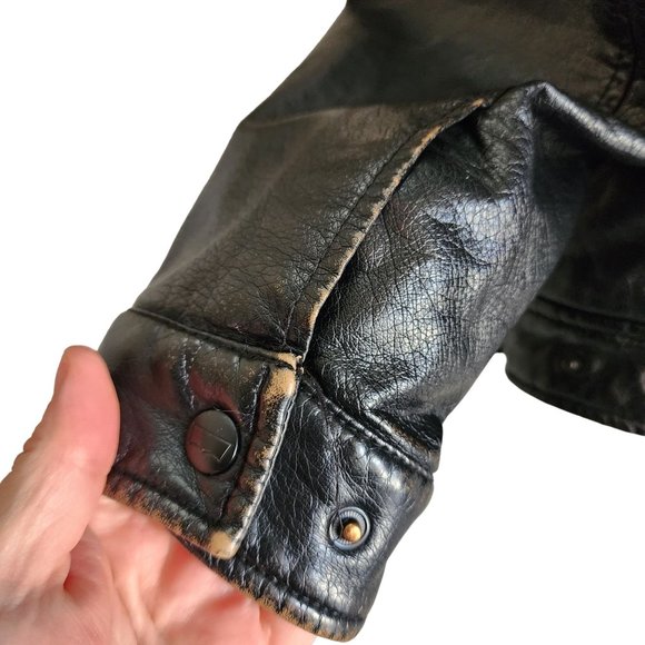 Levi's Faux Leather Trucker with Jersey Hood and Fleece Lining XL - Picture 3 of 6